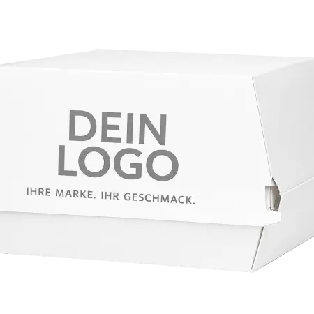 Bedruckte Burgerbox aus Karton in Seitenansicht