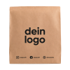 Braune Kraftpapier-Tragetasche in Frontalansicht mit individuellem Logo